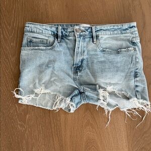 Frame Denim Light Blue Distressed Jean Shorts